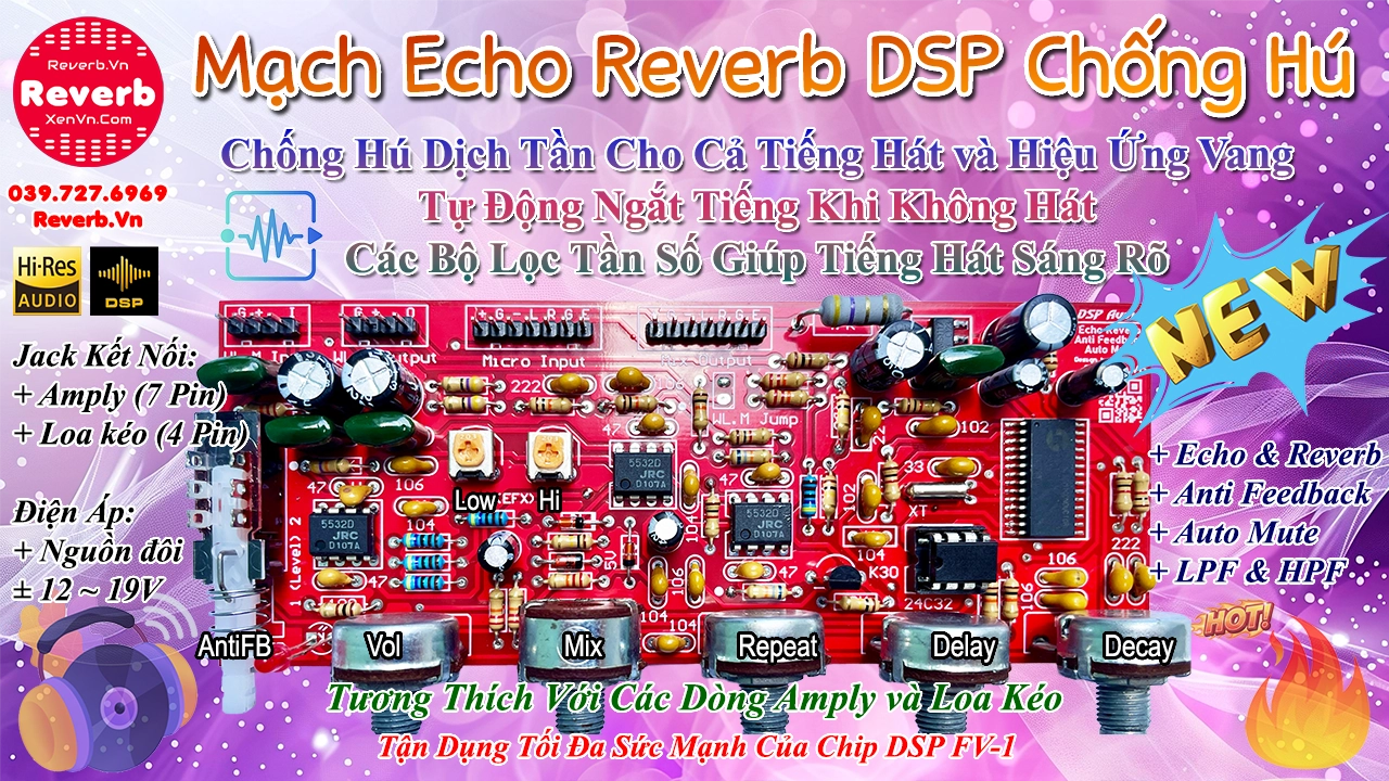 Mạch Echo Reverb DSP Chống Hú